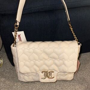 Juicy Couture Brighter than a Diamond Cream Heart Quilted Shoulder Bag